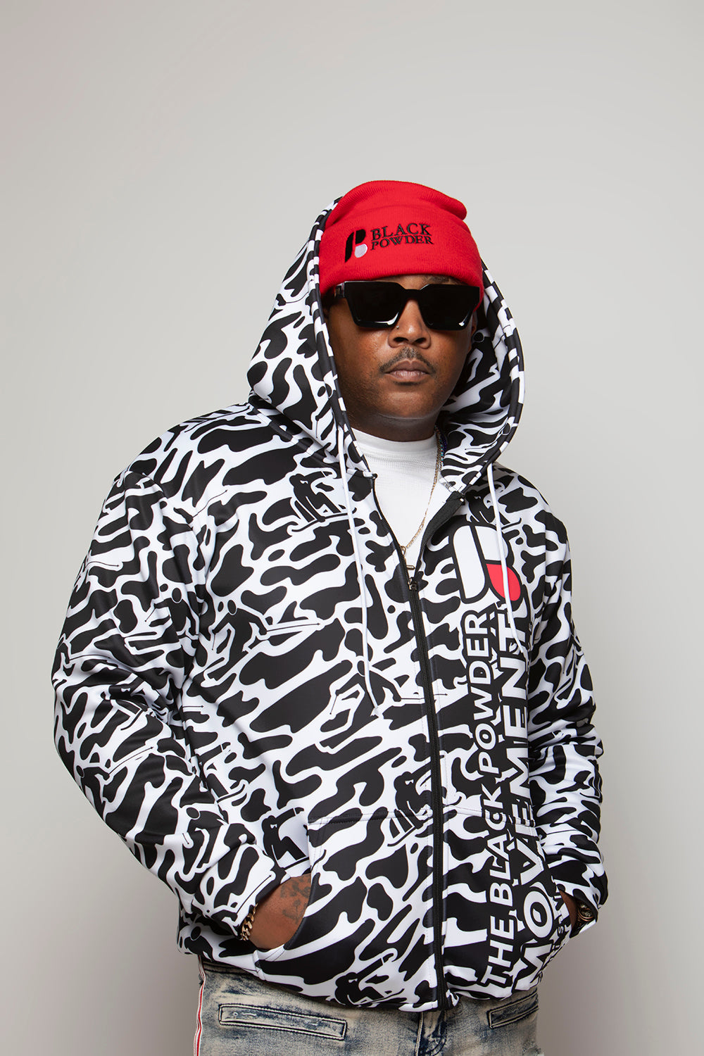 BeastMode Black & White Camo Jacket with Hood