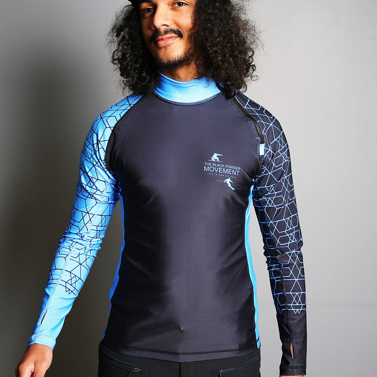 Black Powder Blue Diamond Long-Sleeve Shirt